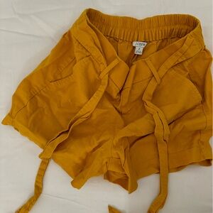 Mustard JCrew cotton shorts with bow tie